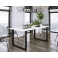 Caronal - table à manger - blanche et pieds noirs - 4 à 8 personnes|Table|BestMobilier