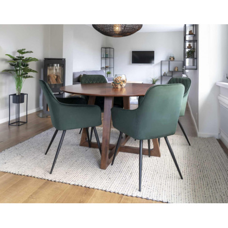 Solin - table à manger ronde - bois plaquage noyer - 4 personnes|Table|BestMobilier