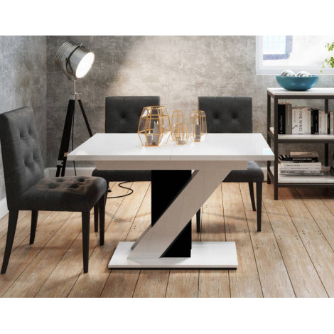 Burnie - table à manger extensible - blanc et noir - 4 à 6 personnes|Table|BestMobilier