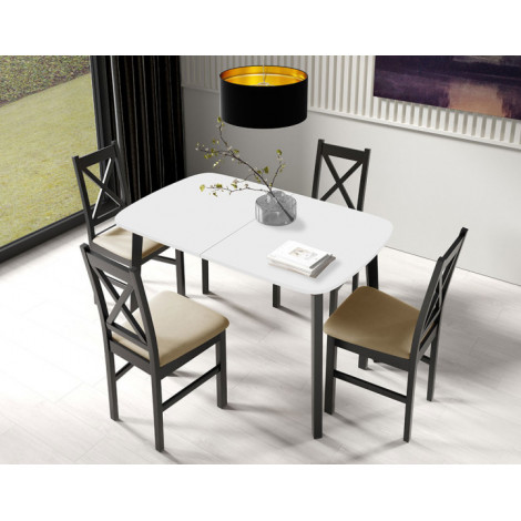 Magov - table à manger extensible - blanc et noir - 4 personnes|Table|BestMobilier