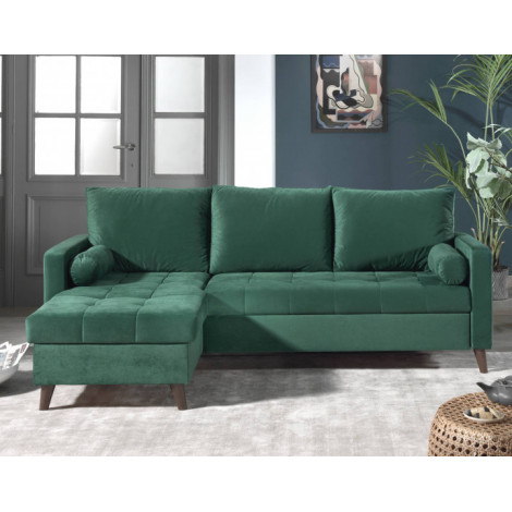 POLAR - Canapé d'angle réversible convertible - en velours au design scandinave - 4 places|Canape|BestMobilier