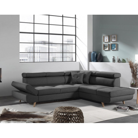 Linea - Canapé d'angle droit convertible - 5 places - avec têtières|Canape|BestMobilier