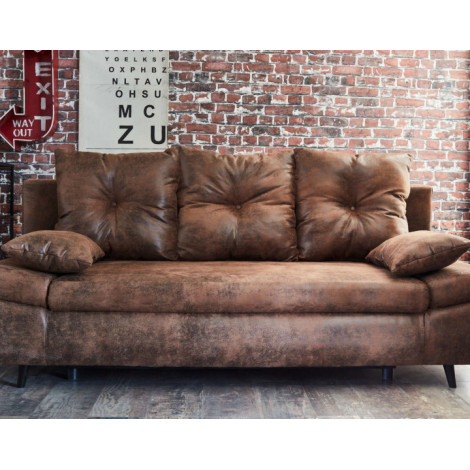 Larson - Canapé droit 3 places convertible - avec coffre de rangement - style industriel|Canape|BestMobilier