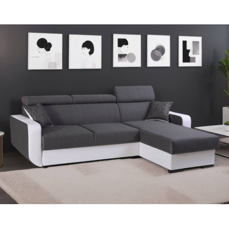 Dustin - Canapé d'angle réversible - 4 places - Convertible avec coffre - Têtières réglables|Canape|BestMobilier