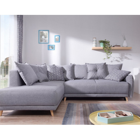 Lena - canapé d'angle gauche convertible - 5 places - gris clair - style scandinave|Canape|BestMobilier