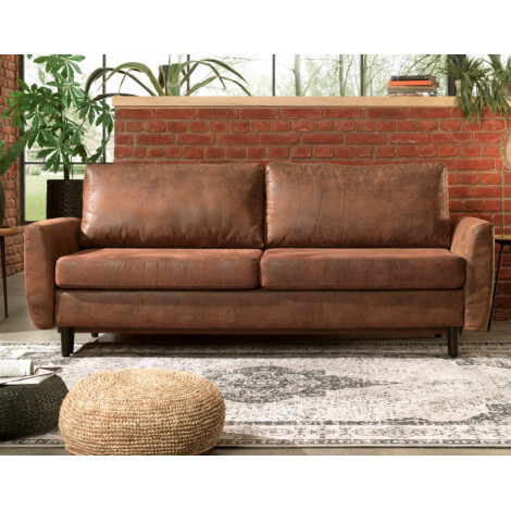 Dan - Canapé droit 3 places convertible - style industriel - avec coffre de rangement|Canape|BestMobilier