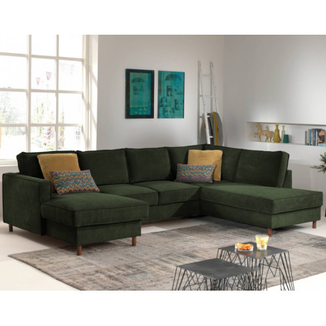 Jake - canapé panoramique d'angle droit - convertible avec coffre - 7 places - en velours côtelé|Canape|BestMobilier