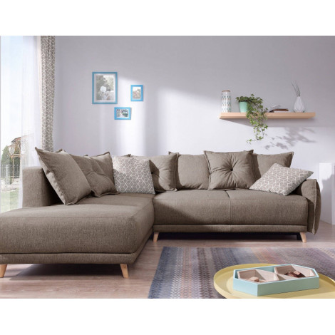 Lena - canapé d'angle gauche convertible - 5 places - latte - style scandinave|Canape|BestMobilier