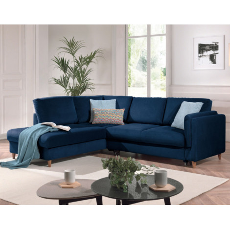 Brooke - canapé d'angle gauche - convertible - 5 places - en velours|Canape|BestMobilier