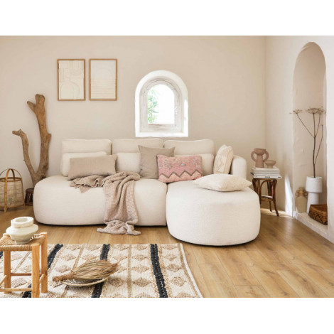 Mahina - canapé d'angle droit - 4 places - convertible avec coffre - en tissu bouclette|Canape|BestMobilier