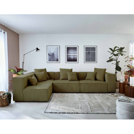 Colombine - canapé modulable d'angle gauche - 5 places - en velours côtelé|Canape|BestMobilier
