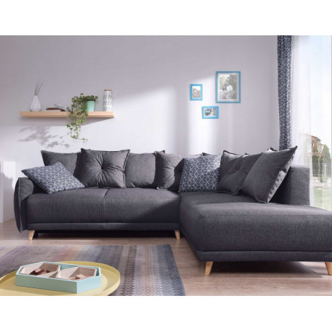 Lena - canapé d'angle droit convertible - 5 places - gris foncé - style scandinave|Canape|BestMobilier