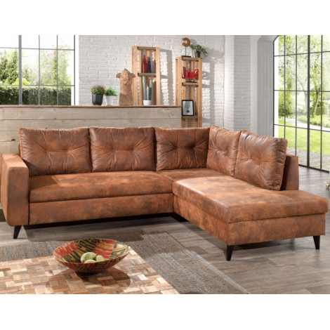 NORDIC - Canapé d'angle L - 5 places - Convertible - Industriel vintage - Droit|Canape|BestMobilier