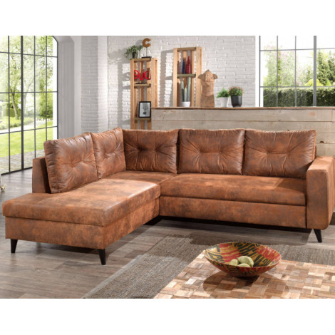 NORDIC - Canapé d'angle L - 5 places - Convertible - Industriel vintage - Gauche|Canape|BestMobilier