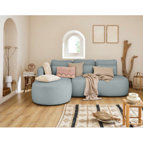 Mahina - canapé d'angle gauche - 4 places - convertible avec coffre - en tissu bouclette|Canape|BestMobilier