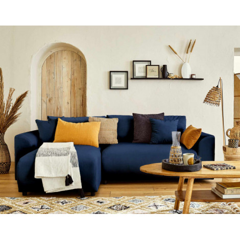 Camelia - canapé d'angle réversible - 4 places - convertible avec coffre et poches - en velours|Canape|BestMobilier