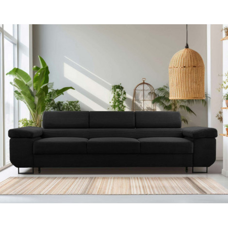 Pablo - canapé 3 places - convertible avec têtières réglables - en velours côtelé|Canape|BestMobilier