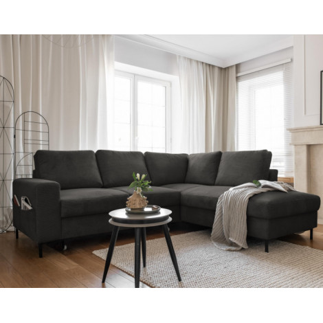 Lilly - Canapé d'angle droit - 5 places - convertible - en velours côtelé|Canape|BestMobilier