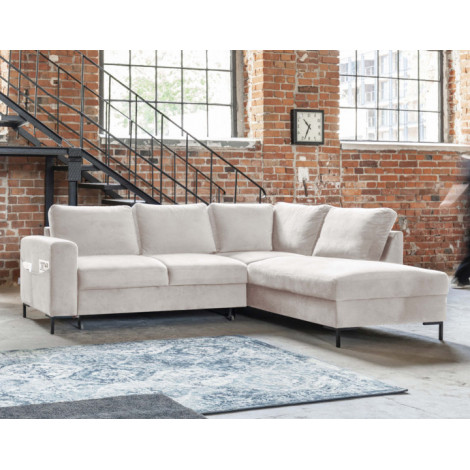 Lilly - Canapé d'angle droit - 5 places - convertible - en velours|Canape|BestMobilier