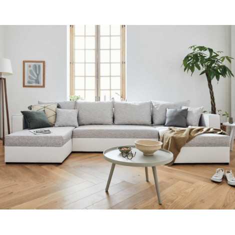 Opale - canapé panoramique en U - 7 places - convertible - avec coffre - en tissu et simili|Canape|BestMobilier