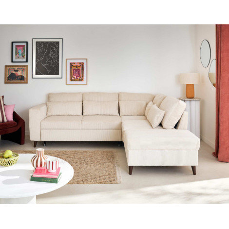 Aubepine - canapé d'angle réversible 5 places - convertible avec coffre - en velours côtelé|Canape|BestMobilier