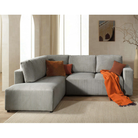 Livy - canapé d'angle convertible - avec coffre - en velours côtelé - 5 places - gauche|Canape|BestMobilier