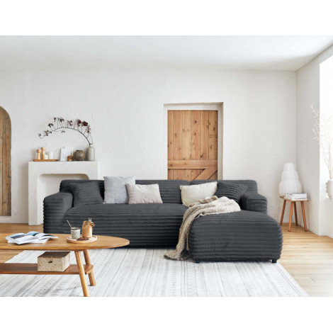 Laponie - canapé d'angle droit - 4 places - en fausse fourrure côtelée|Canape|BestMobilier