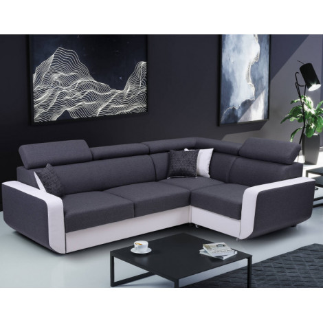 Dustin - Canapé d'angle L réversible - 5 places - Convertible avec coffre - Têtieres réglables|Canape|BestMobilier
