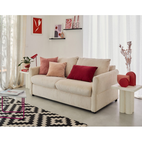 Maho - canapé 2 places convertible - couchage quotidien - matelas 11 cm - en velours côtelé|Canape|BestMobilier