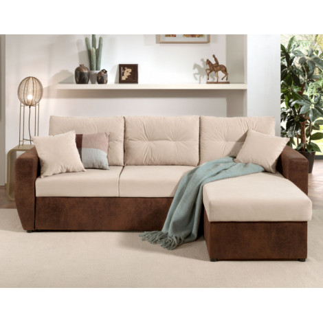 Astoria - canapé d'angle réversible - convertible avec coffre - velours et microfibre - 4 places|Canape|BestMobilier