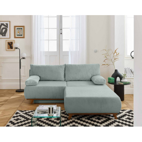 Cristal - canapé 3 places - convertible avec coffre et grand pouf - en velours côtelé|Canape|BestMobilier