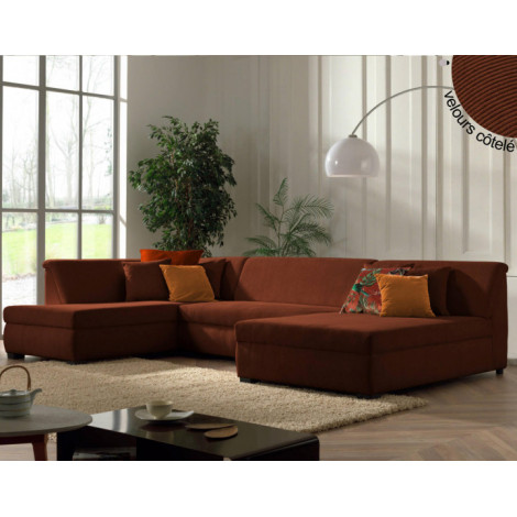 Malcom - canapé panoramique d'angle gauche - en velours côtelé|Canape|BestMobilier