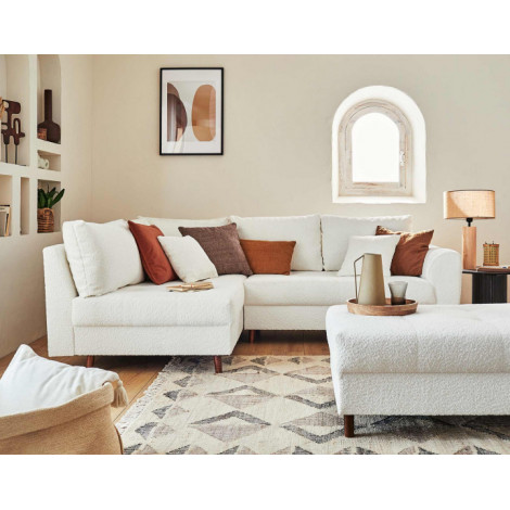 Rune - canapé d'angle gauche - 4 places - avec pouf d'appoint - en tissu bouclette|Canape|BestMobilier