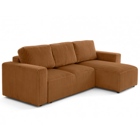 Livy - canapé d'angle réversible 4 places convertible avec coffre en velours côtelé grosses côtes|Canape|BestMobilier
