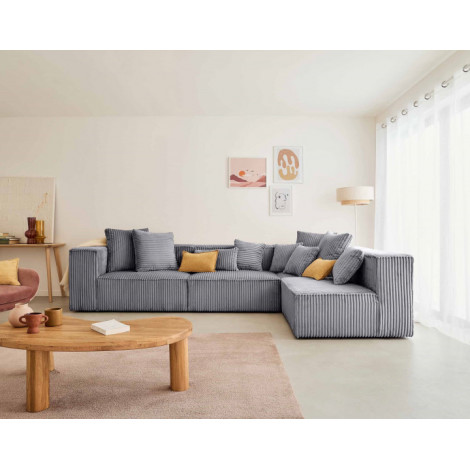 Colombine - canapé modulable d'angle droit - 5 places - en velours côtelé grosses côtes|Canape|BestMobilier
