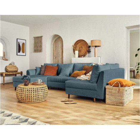 Rune - canapé panoramique d'angle gauche - 7 places - en tissu bouclette|Canape|BestMobilier