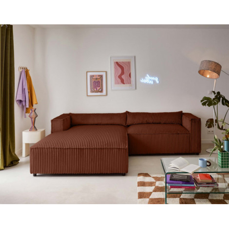 Ela - canapé d'angle gauche - 4 places - en velours côtelé grosses côtes|Canape|BestMobilier