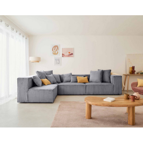 Colombine - canapé modulable d'angle gauche - 5 places - en velours côtelé grosses côtes|Canape|BestMobilier