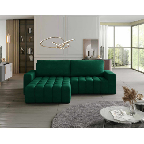 Cordova - canapé d'angle gauche 4 places convertible avec coffre en velours|Canape|BestMobilier