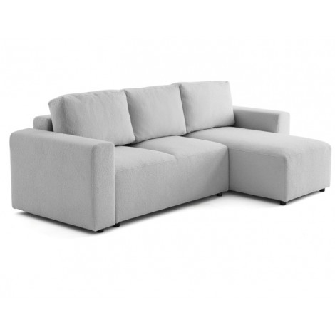 Livy - canapé d'angle réversible 4 places convertible avec coffre en tissu bouclette|Canape|BestMobilier