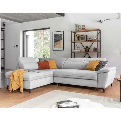 Clever - canapé d'angle gauche - 5 places - convertible avec coffre et têtières - en tissu|Canape|BestMobilier