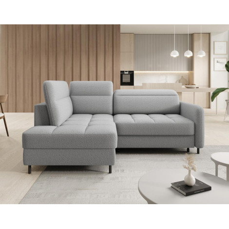 Kalibo - canapé d'angle gauche - 5 places - convertible avec coffre et têtières - en tissu bouclette|Canape|BestMobilier
