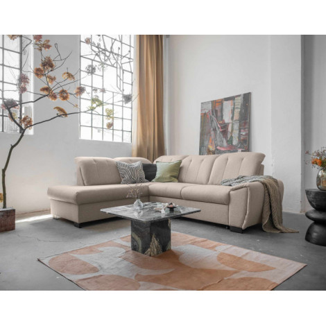 Paul - canapé d'angle gauche - 5 places - convertible avec coffre et têtières - en tissu|Canape|BestMobilier