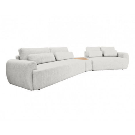 Mahina - canapé d'angle droit - 5 places avec bout de canapé - convertible avec coffre - en tissu bouclette|Canape|BestMobilier