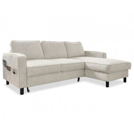 Molly - Canapé d'angle droit 4 places convertible avec coffre en tissu|Canape|BestMobilier