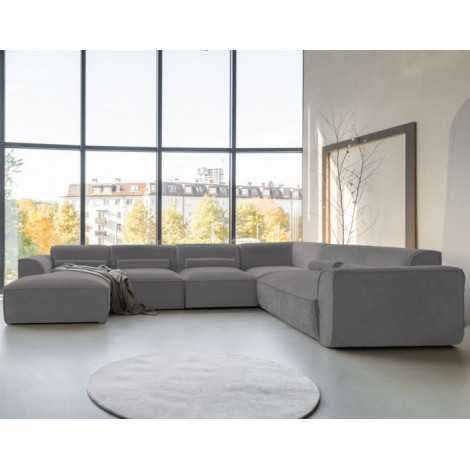 Felix - canapé modulable panoramique d'angle droit 7 places en tissu texturé|Canape|BestMobilier