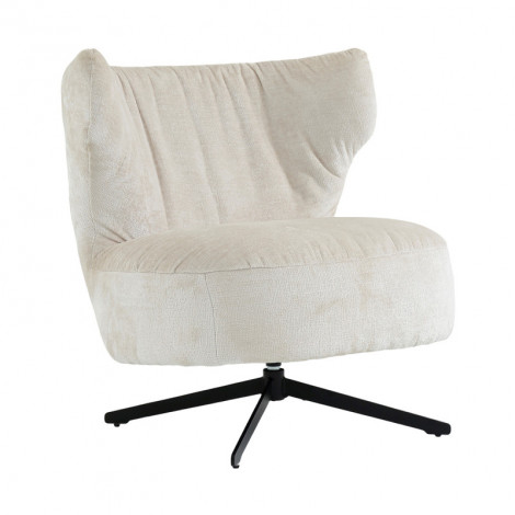 Fauteuil rotatif 360° microfibre blanc écru et pieds métal – FRANCESCA|Fauteuil / Chauffeuse|Meuble et moi