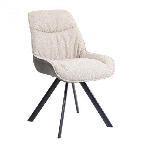 Chaise pivotante 180° en tissu blanc écru et pieds métal noir – JADEN|Chaise|Meuble et moi