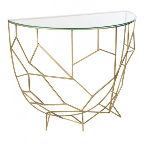 Console Design en Verre "Moza" 90cm Or|Console|Paris Prix
