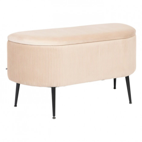 Banc Coffre en Velours "Solaro" 100cm Beige|Banquettes / Bancs / Poufs|Paris Prix